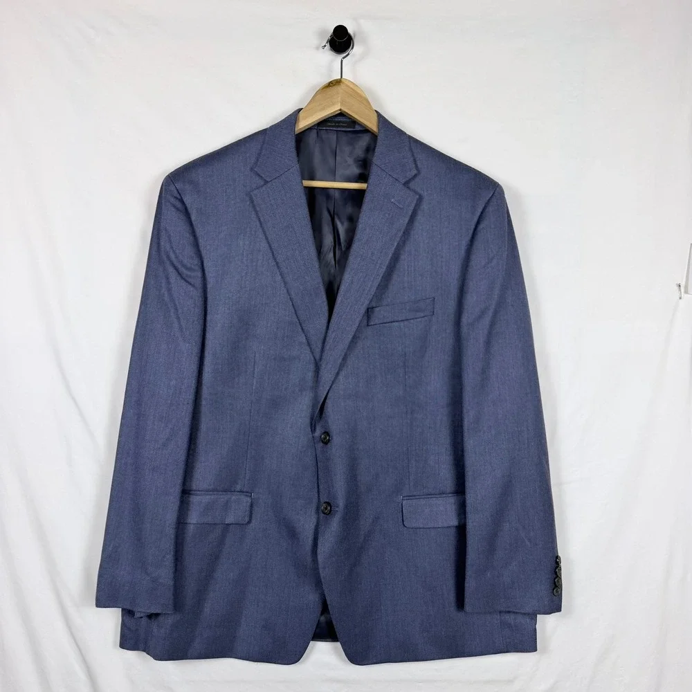 Lauren Ralph Lauren Blazer Sport Coat 50R Blue Silk Wool Birdseye Professional